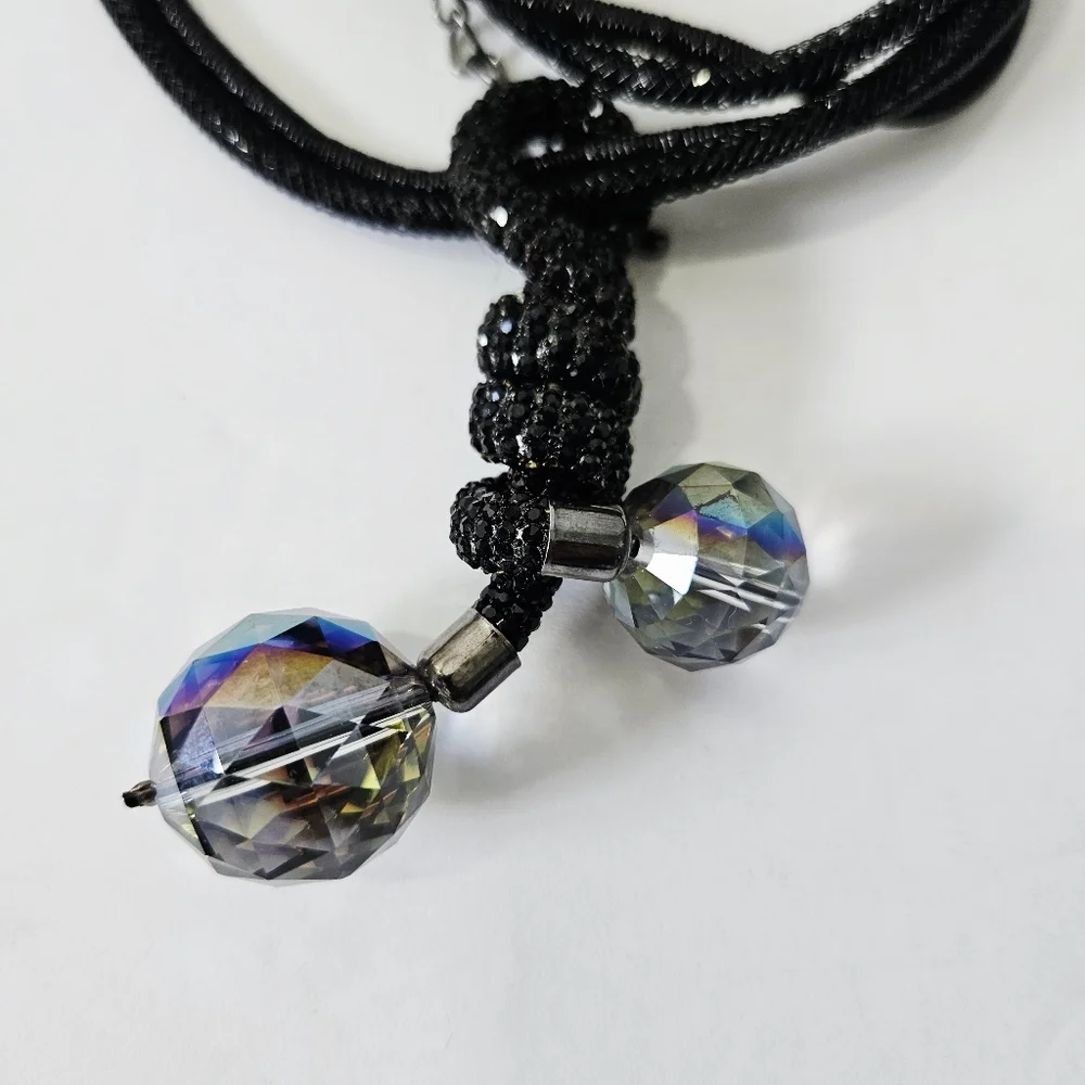 Zsiska Faceted Crystal Resin Adjustable Necklace Iridescent Rope Jewelry EUC - Picture 4 of 4